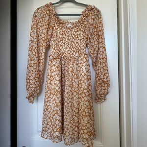 Yellow and White Floral Mini Dress